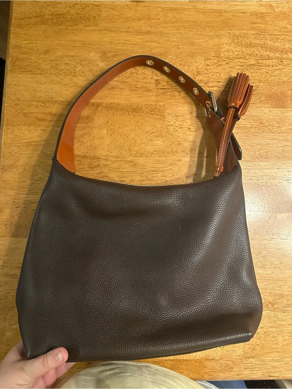 Dooney & Bourke Brown Pebbled Leather Hobo Bag